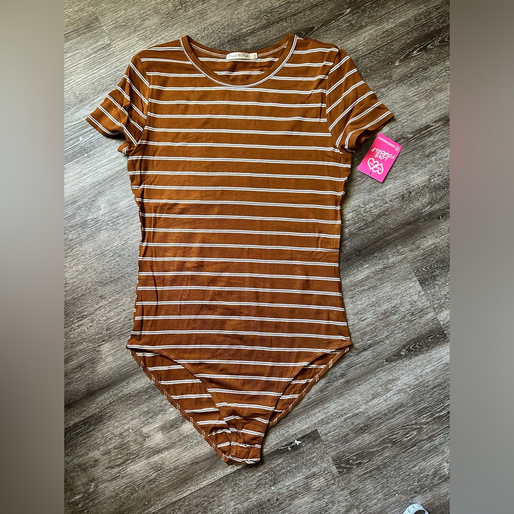 Heart & Hips Brown Striped Bodysuit